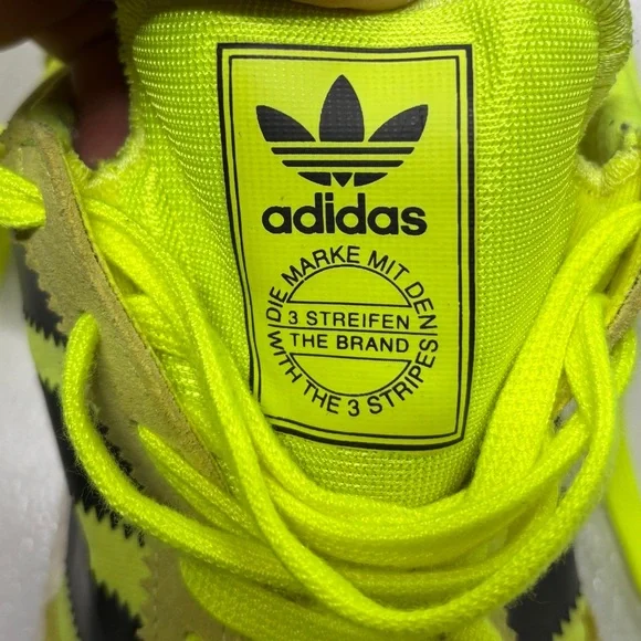 Adidas Iniki Runner Boost Neon Yellow Olive Black Sneakers Men’s 9.5 BB2094 - Picture 11 of 12